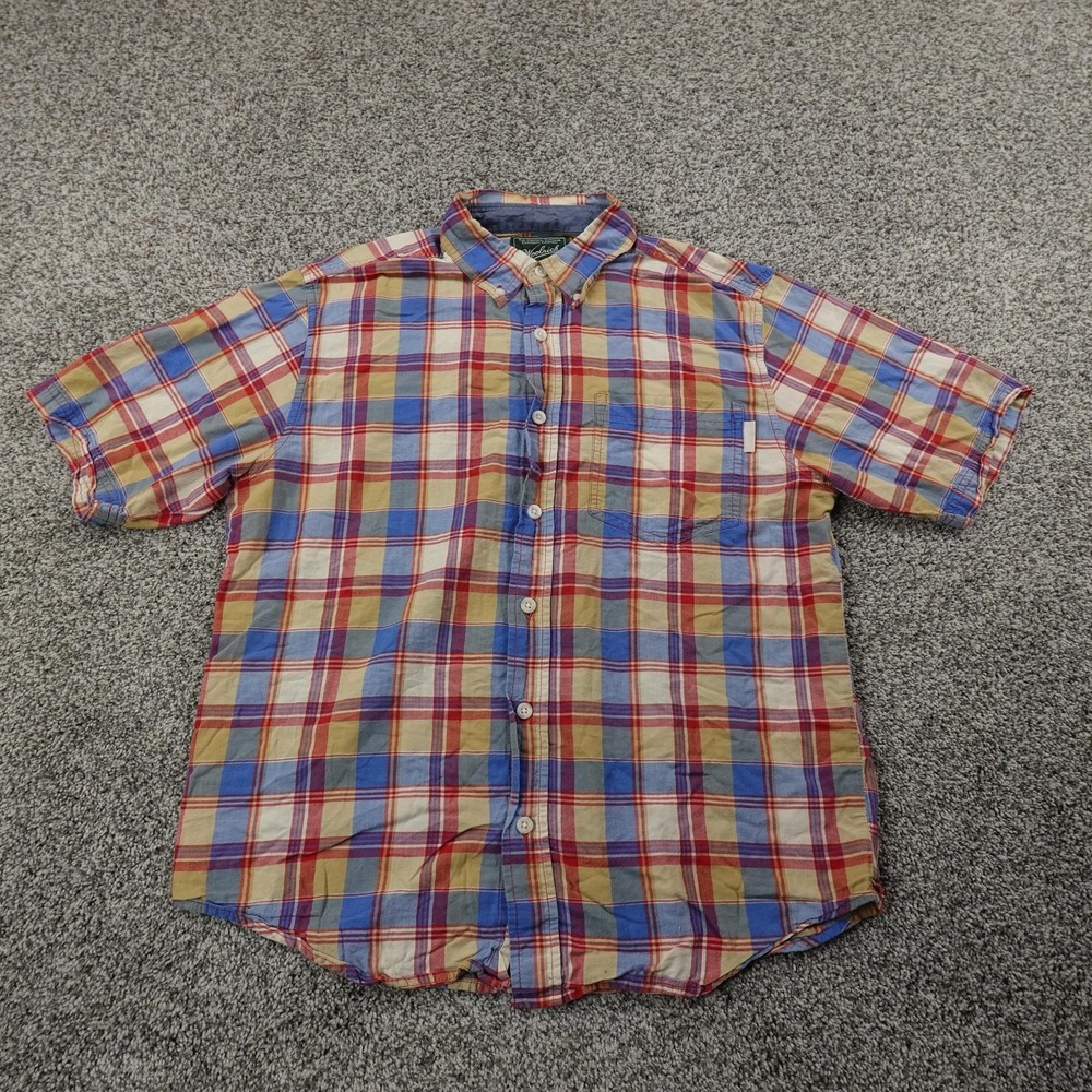 Woolrich Shirt Mens M Plaid Short Sleeve Button Up Outdoor Casual Camp Pocket